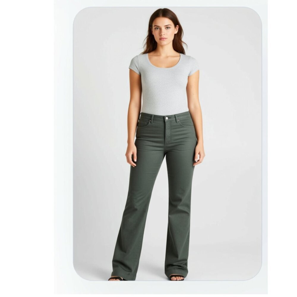 Croft & Barrow "Effortless Stretch" Women's Green Stretch army green 14R NWT!